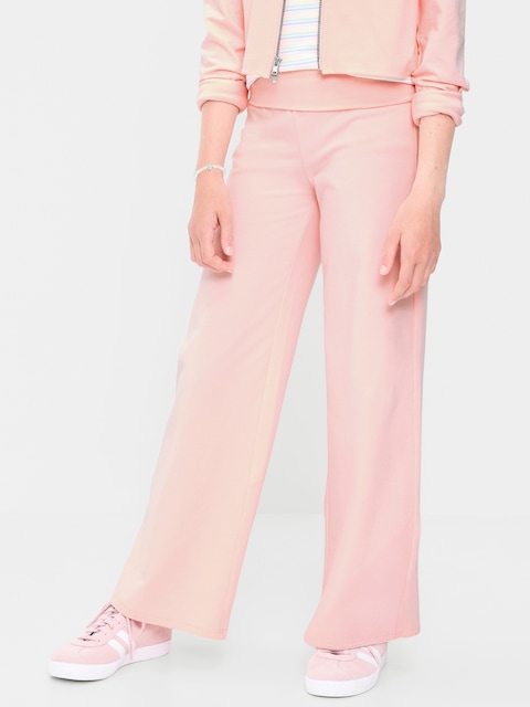 Foldover Jersey Knit Wide-Leg Pants for Girls