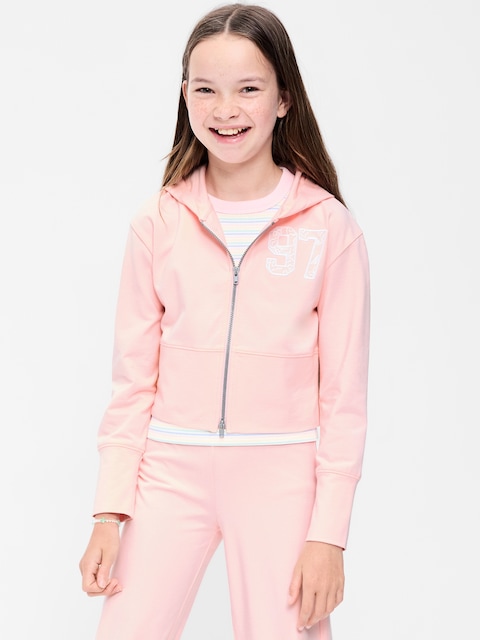 Fitted Cropped 2-Way-Zip Hoodie for Girls
