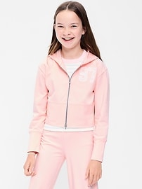 Image number 1 showing, Fitted Cropped 2-Way-Zip Hoodie for Girls