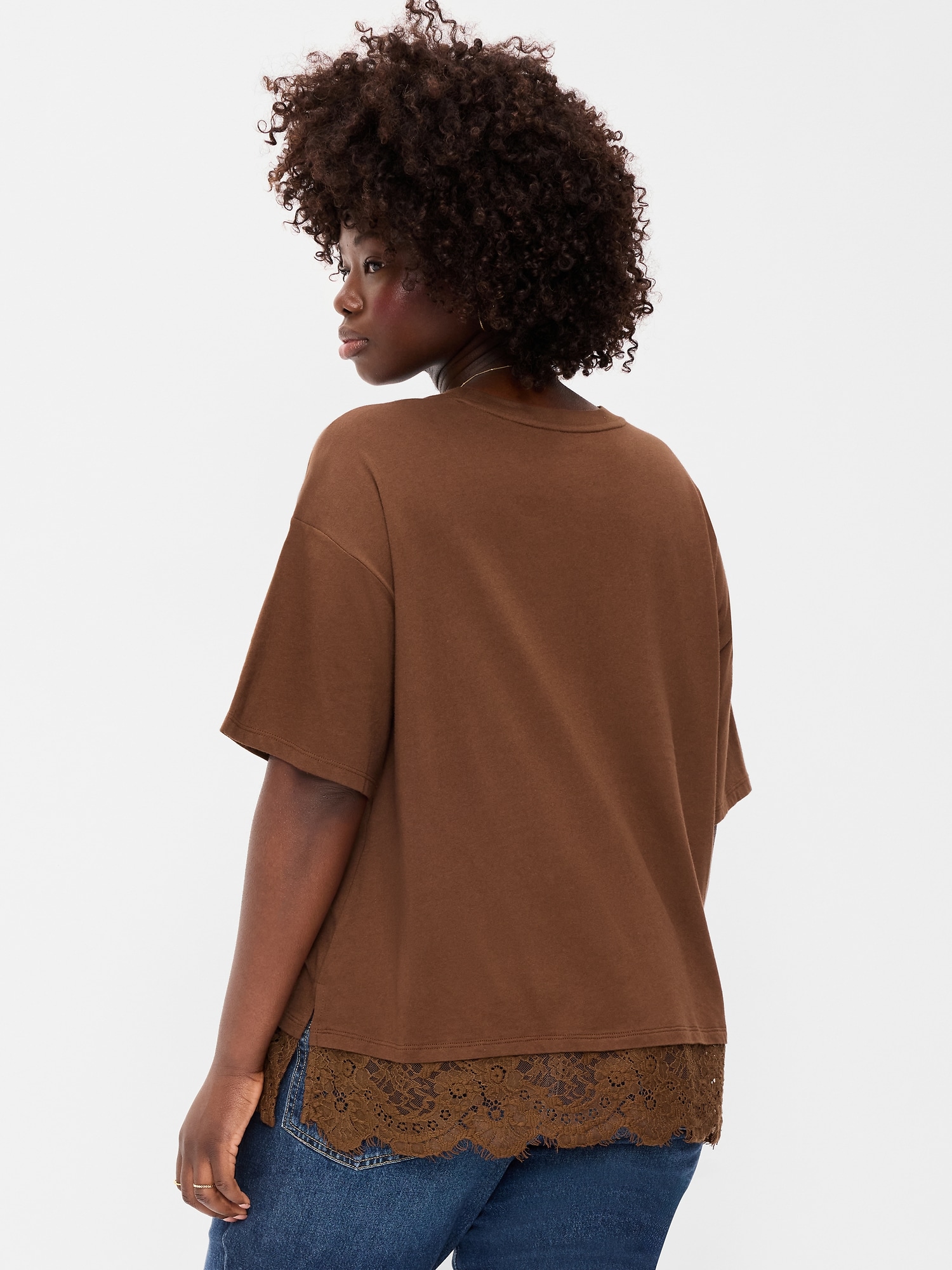 Oversized Lace Hem T-Shirt