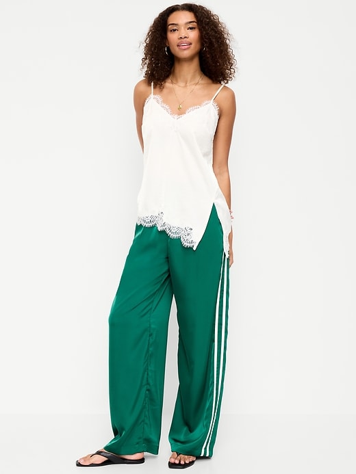 Image number 1 showing, High-Waisted Satin Track Pants
