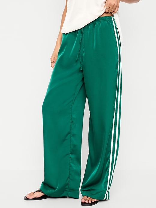 Image number 2 showing, High-Waisted Satin Track Pants