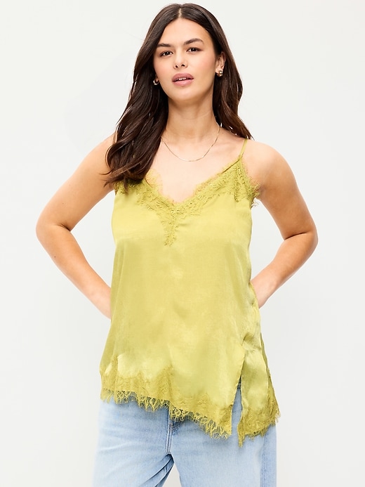Image number 5 showing, Asymmetrical Lace-Trim Cami Top