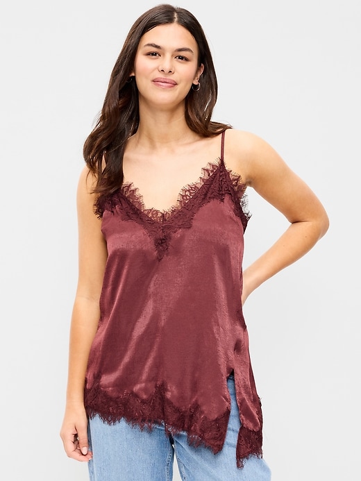 Image number 5 showing, Asymmetrical Lace-Trim Cami Top
