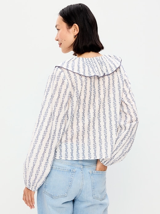 Image number 2 showing, Long-Sleeve Ruffle Tie-Neck Top