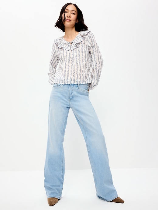 Image number 3 showing, Long-Sleeve Ruffle Tie-Neck Top