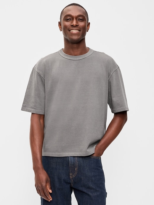 Image number 1 showing, Garment-Dyed Heavyweight Cropped T-Shirt