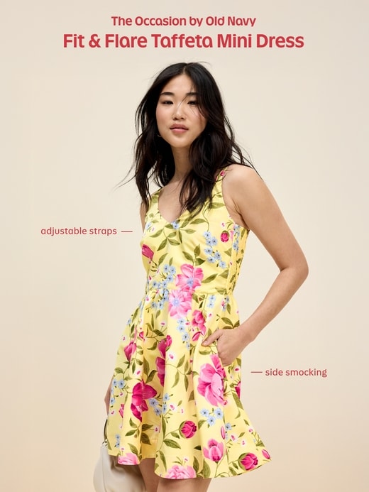 Image number 11 showing, The Occasion by Old Navy Fit & Flare V-Neck Taffeta Mini Dress