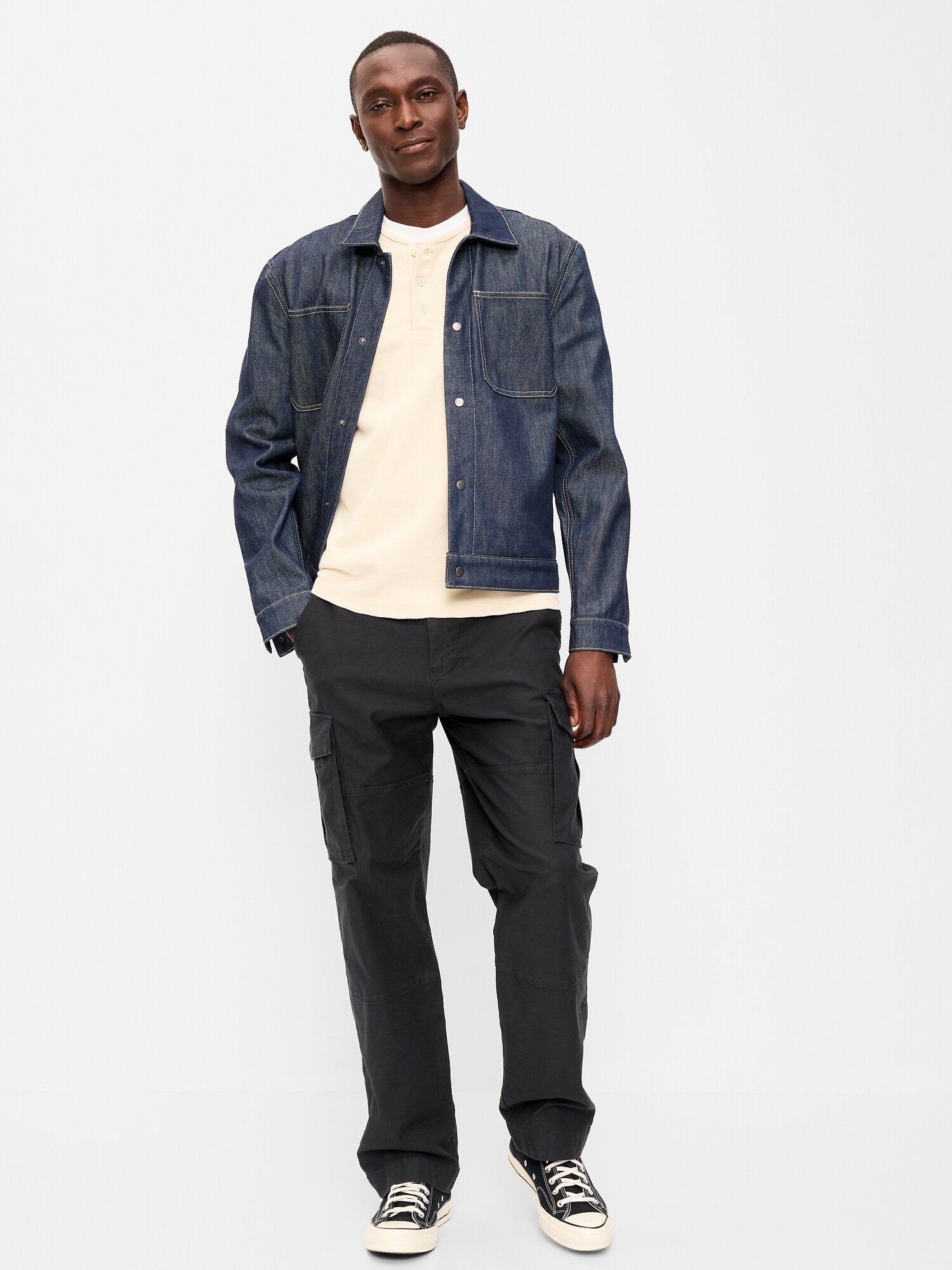 Мужские брюки Old Navy 90's Loose Lived-In Cargo, цвет: Чёрный