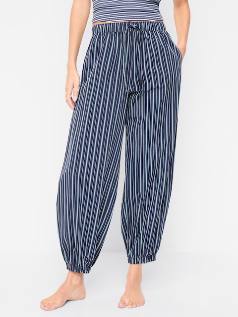 Cinched Poplin Balloon Pants