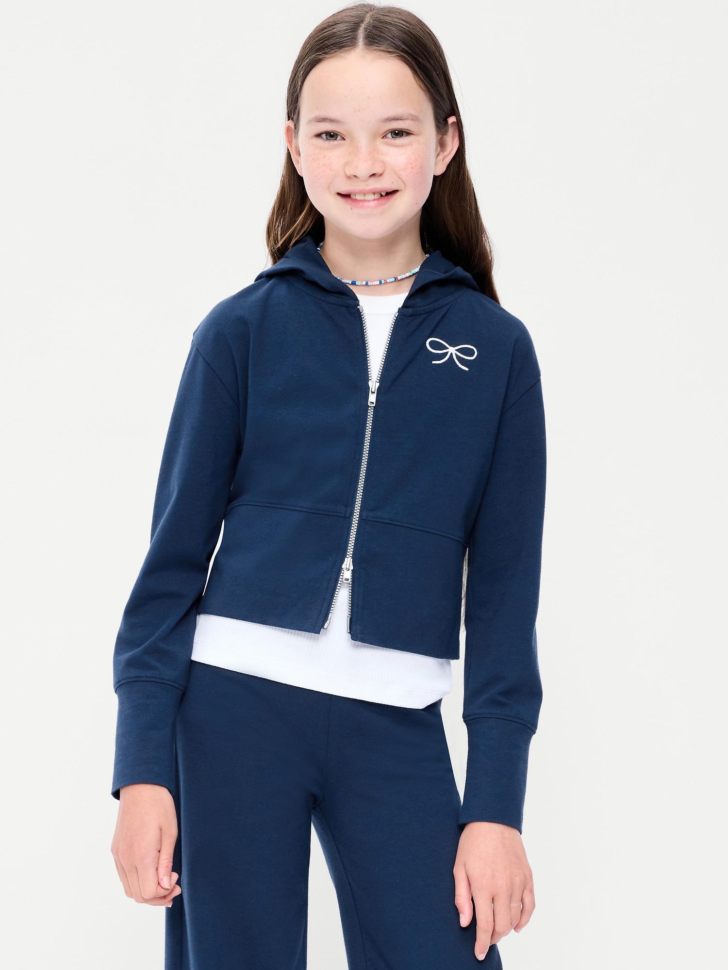 Fitted Cropped 2-Way-Zip Hoodie for Girls | Old Navy