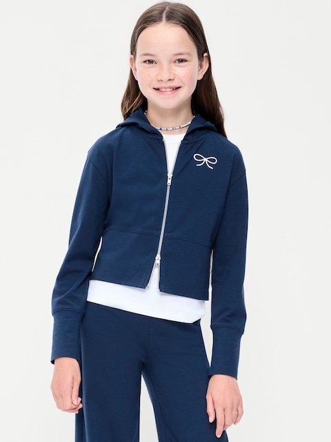 Fitted Cropped 2-Way-Zip Hoodie for Girls