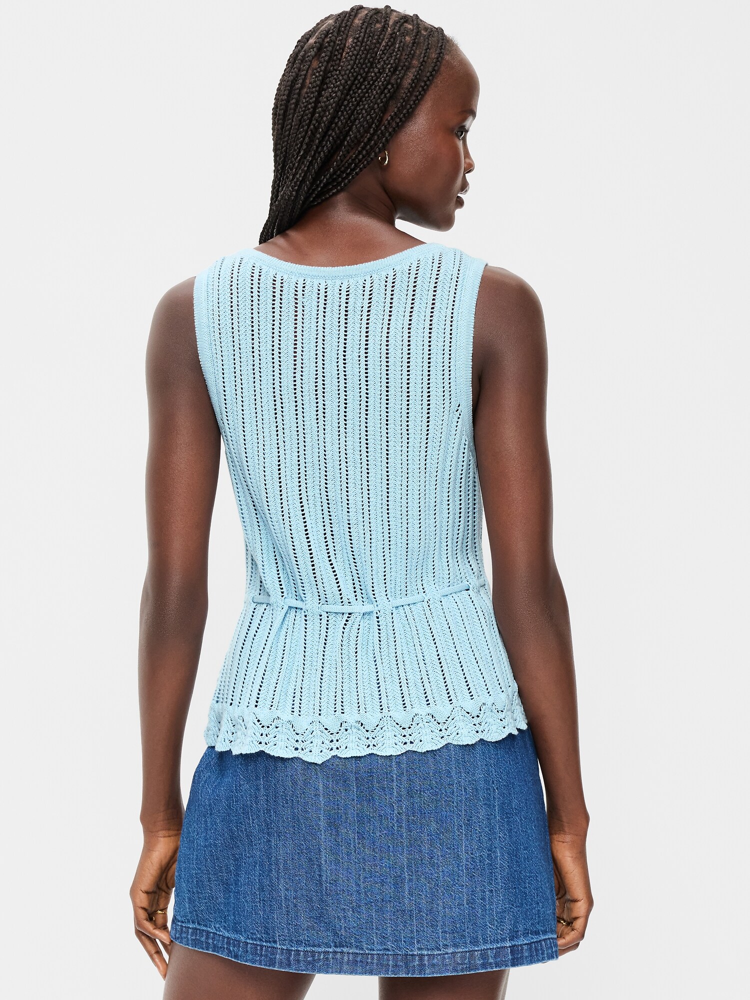 Женский топ Old Navy Seaside Cotton Pointelle Peplum Tank Top, цвет: Синий — фото 2