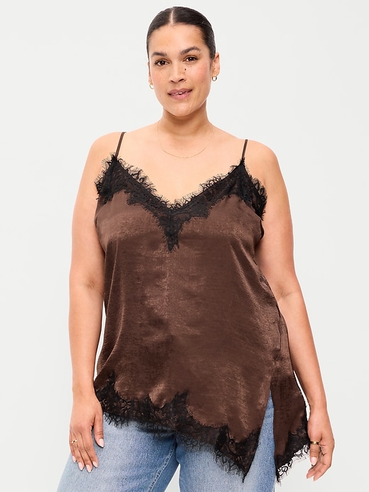 Image number 7 showing, Asymmetrical Lace-Trim Cami Top