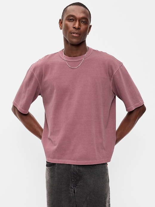 Image number 1 showing, Garment-Dyed Heavyweight Cropped T-Shirt