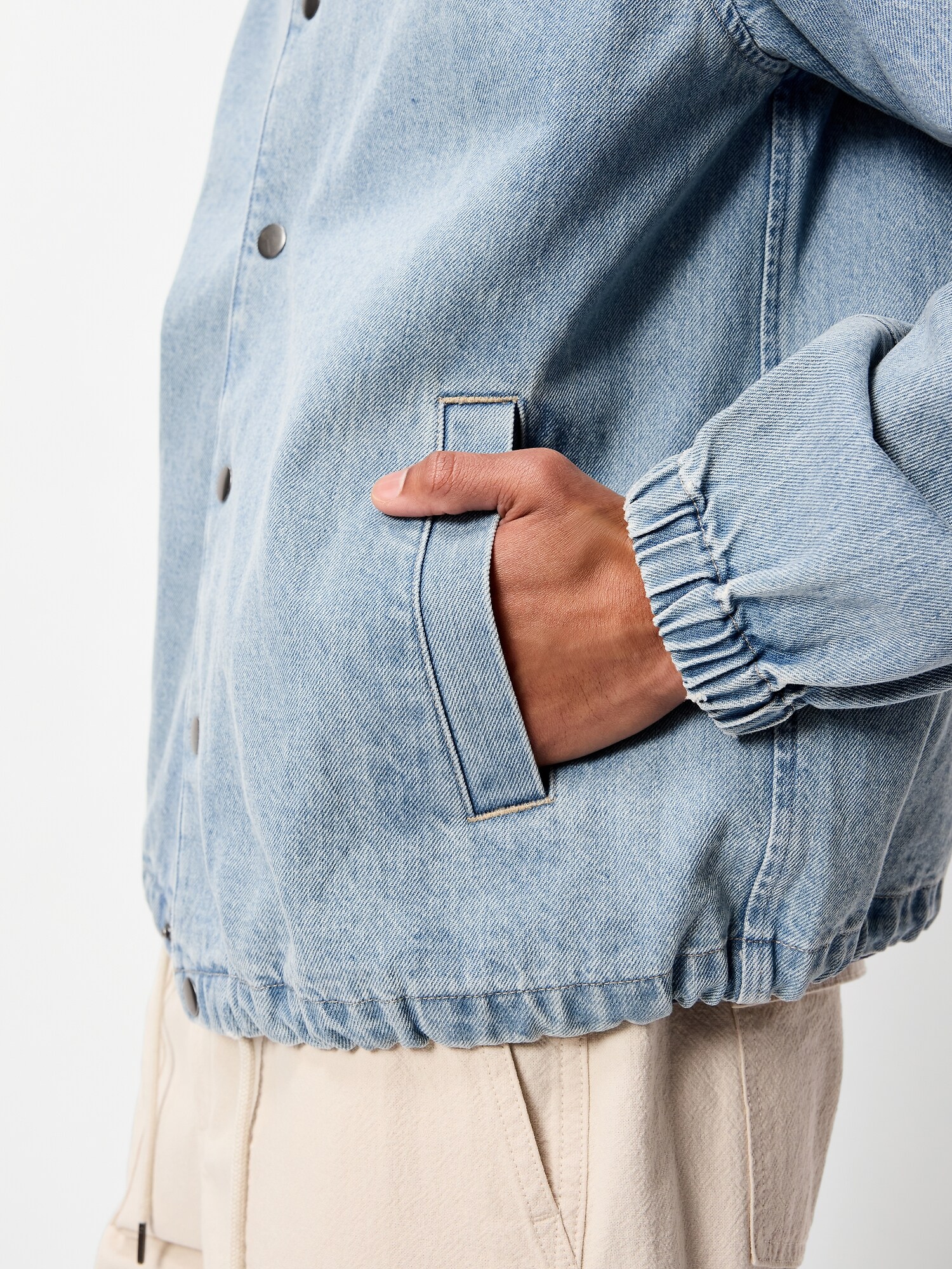 Мужская куртка Old Navy Denim Coach, цвет: Светлая варка — фото 5