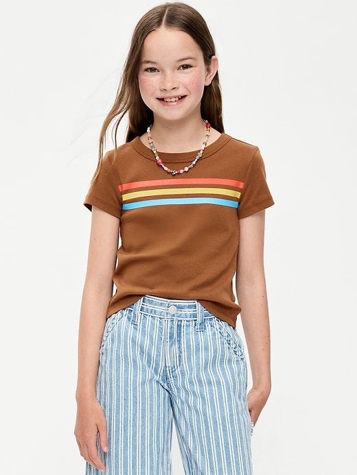 Image number 1 showing, Fitted Short-Sleeve T-Shirt for Girls
