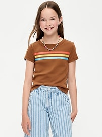 Image number 1 showing, Fitted Short-Sleeve T-Shirt for Girls