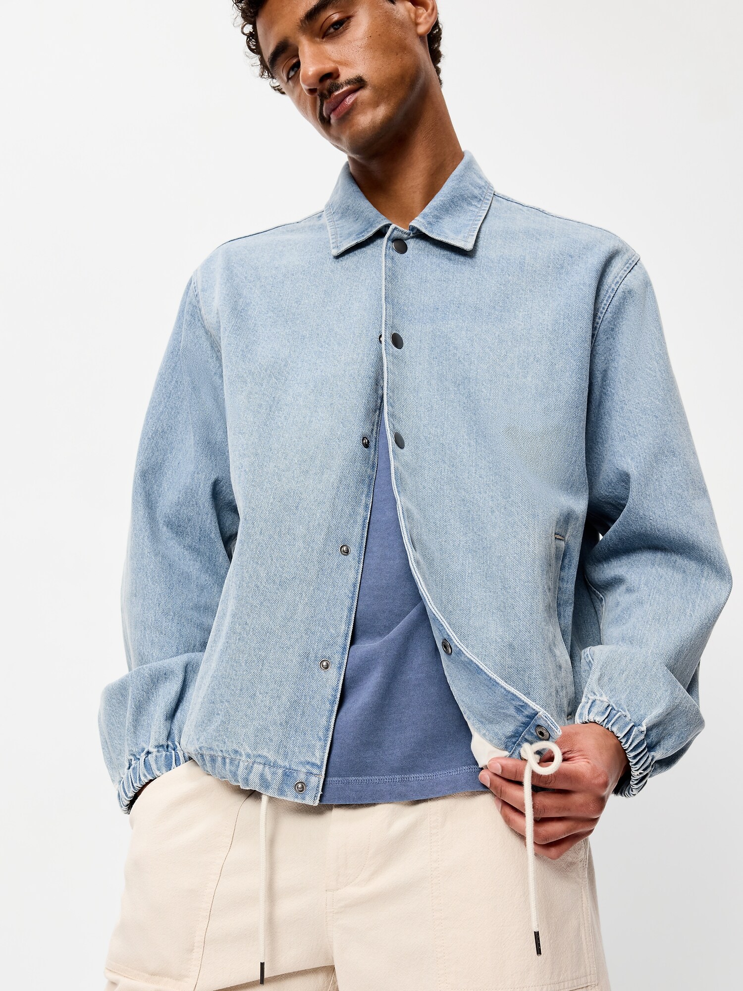 Мужская куртка Old Navy Denim Coach, цвет: Светлая варка — фото 6