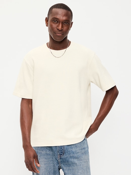 Image number 1 showing, Relaxed Short-Sleeve Textured Waffle T-Shirt