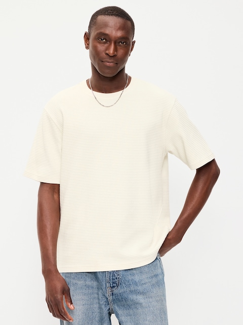 Loose Short-Sleeve Textured Waffle T-Shirt