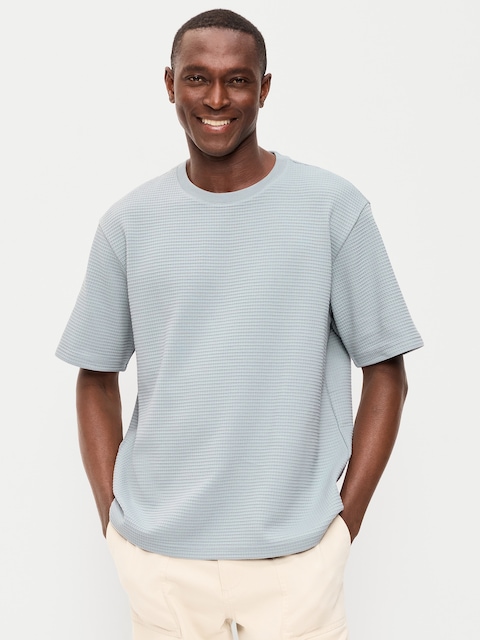 Loose Short-Sleeve Textured Waffle T-Shirt