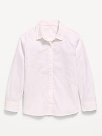 Image number 1 showing, School Uniform Long-Sleeve Poplin Shirt for Girls