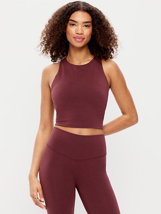Image number 1 showing, Medium Support PowerSoft High-Neck Racerback Sports Bra