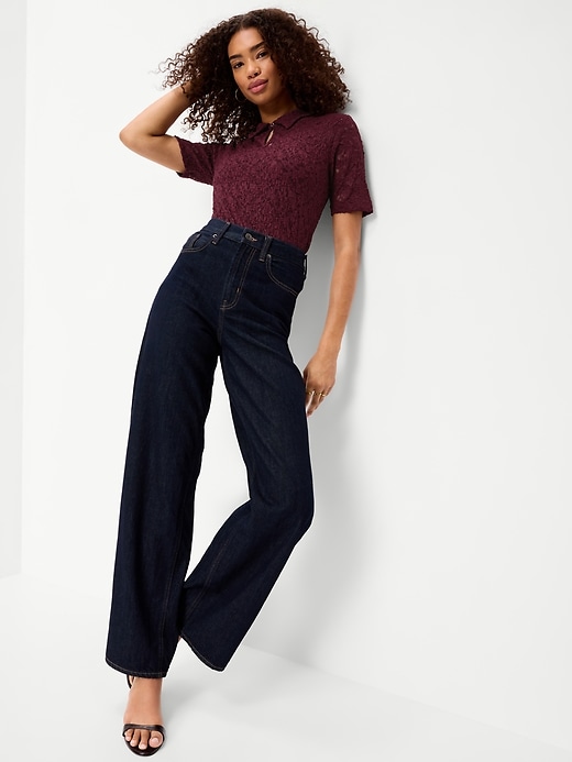 Image number 3 showing, Lace Keyhole Polo Top
