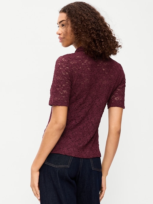 Image number 2 showing, Lace Keyhole Polo Top