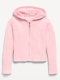 Image number 1 showing, Fitted Cable-Knit Full-Zip Hoodie for Girls