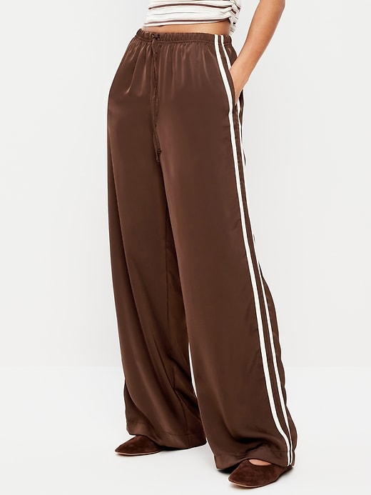 Image number 2 showing, High-Waisted Satin Track Pants