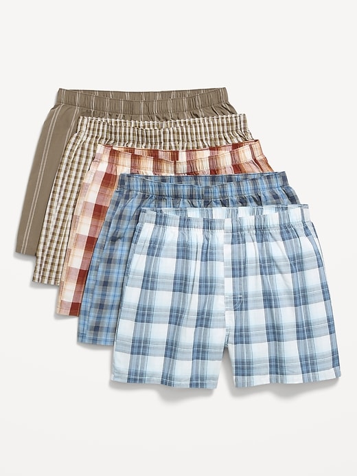 Image number 1 showing, 5-Pack Soft-Washed Boxer Shorts -- 3.75-inch inseam