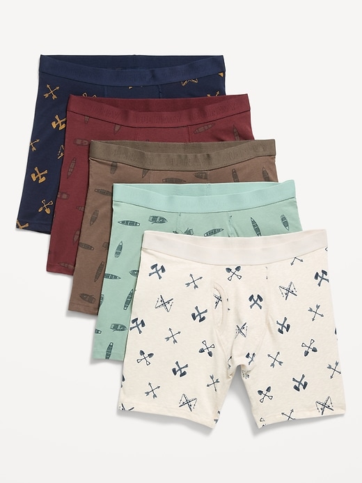 Image number 1 showing, 5-Pack Soft-Washed Boxer Briefs -- 6.25-inch inseam