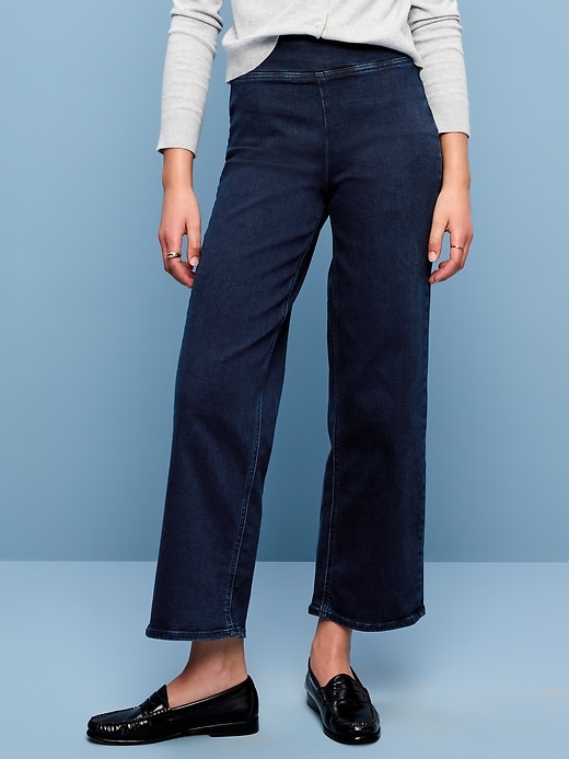Image number 2 showing, High-Waisted Weekender Pull-On Crop Wide-Leg Jeans