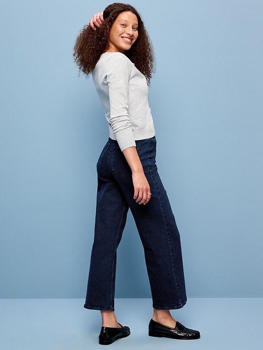 Image number 3 showing, High-Waisted Weekender Pull-On Crop Wide-Leg Jeans
