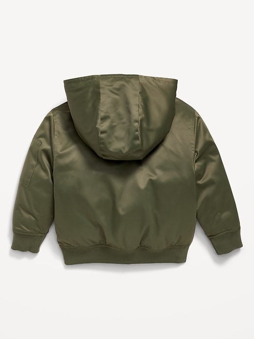 Image number 3 showing, Water-Resistant Oversized Satin Bomber Jacket for Toddler Boys