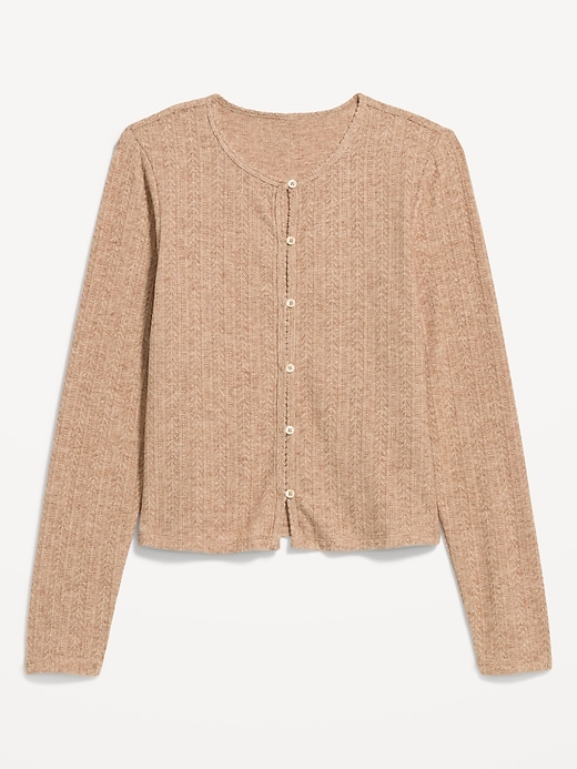 Image number 2 showing, Long-Sleeve Button-Front Pointelle Top