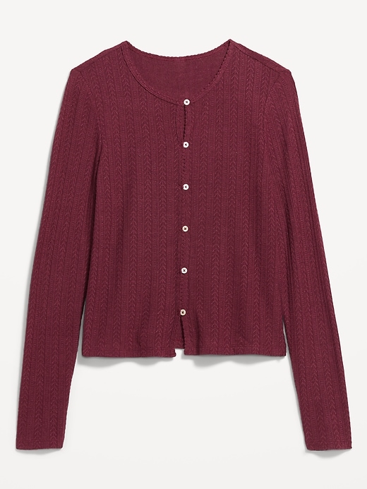 Image number 4 showing, Long-Sleeve Button-Front Pointelle Top