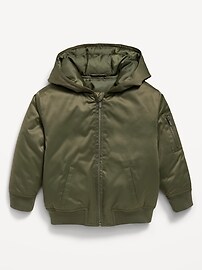 Image number 2 showing, Water-Resistant Oversized Satin Bomber Jacket for Toddler Boys
