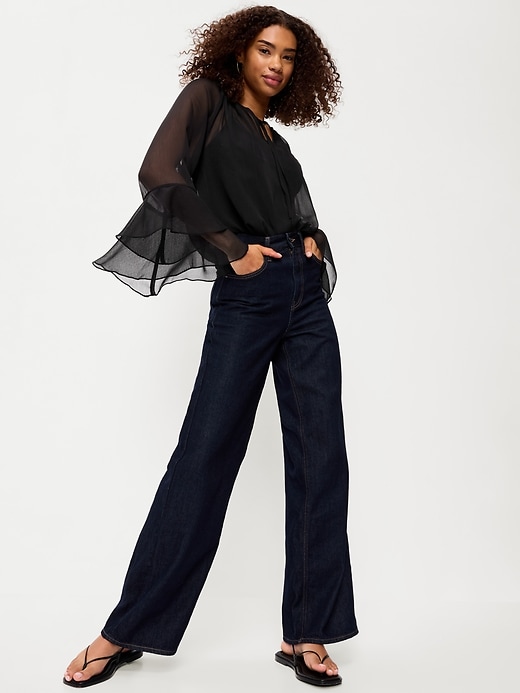 Image number 3 showing, Drapey Chiffon Bell-Sleeve Top
