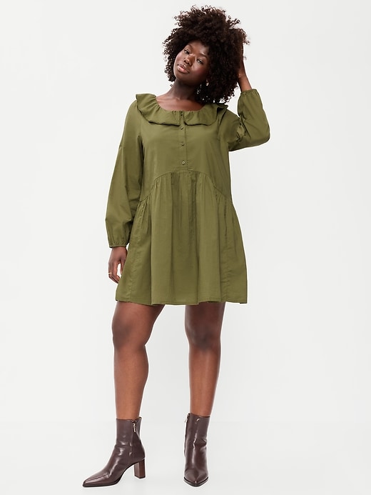 Image number 2 showing, Long-Sleeve Ruffle-Collar Swing Mini Dress