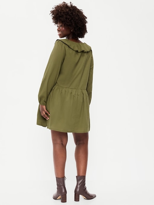Image number 3 showing, Long-Sleeve Ruffle-Collar Swing Mini Dress