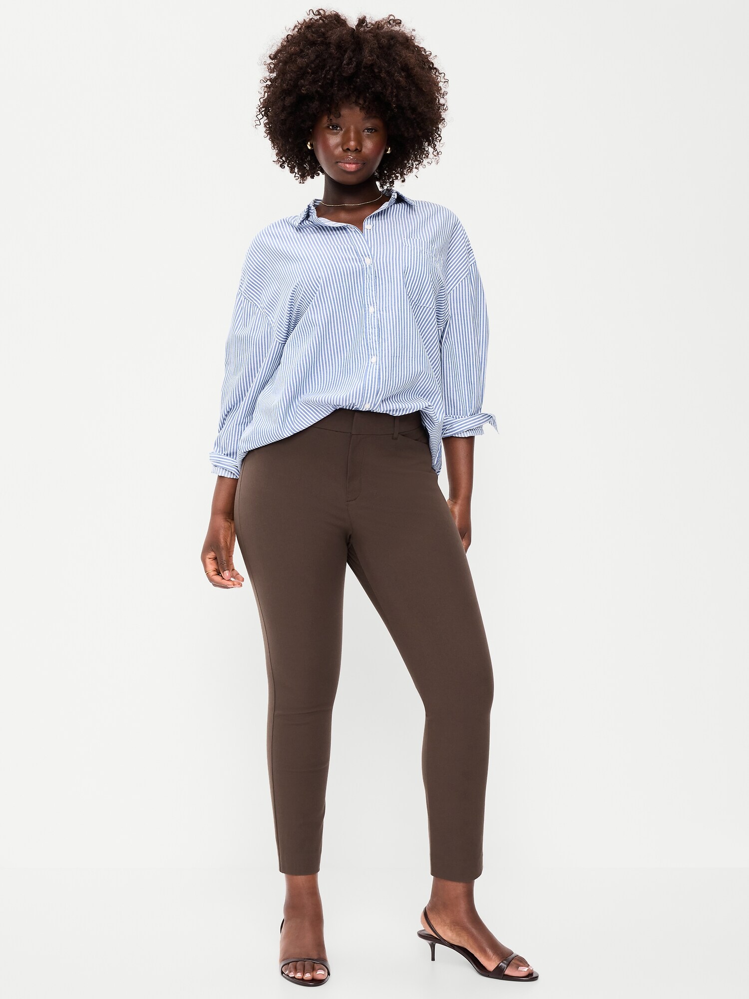Женские брюки Old Navy High-Waisted Pixie Skinny Ankle, цвет: Чёрный кофейный — фото 5