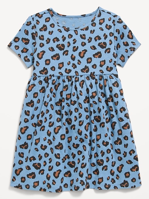 Image number 1 showing, Printed Short-Sleeve Ribbed Dress for Toddler Girls