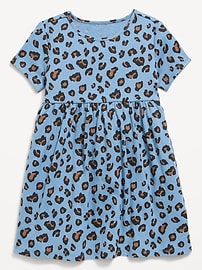 Image number 1 showing, Printed Short-Sleeve Ribbed Dress for Toddler Girls