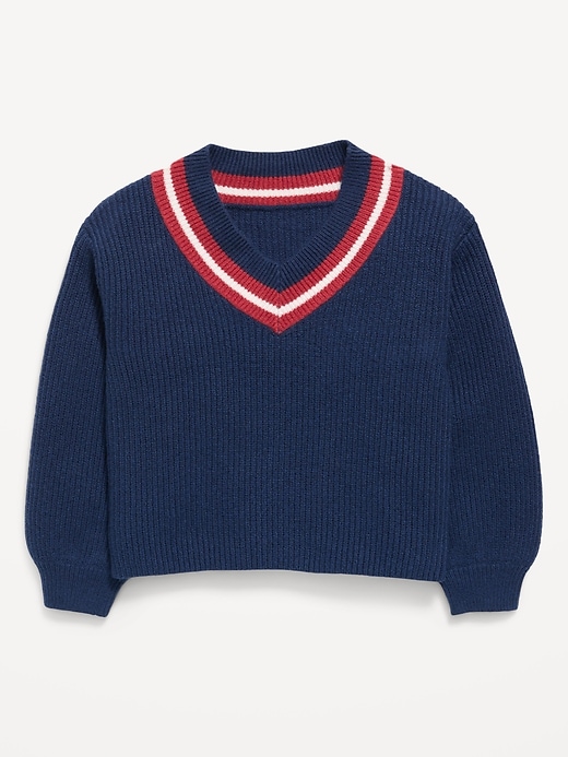 Image number 1 showing, Cropped V-Neck Sweater for Girls