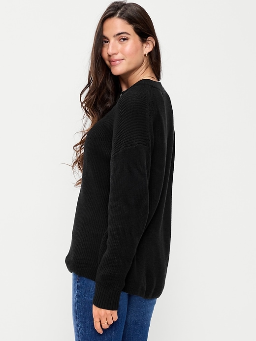 Image number 2 showing, Crew-Neck Shaker Stitch Tunic Sweater