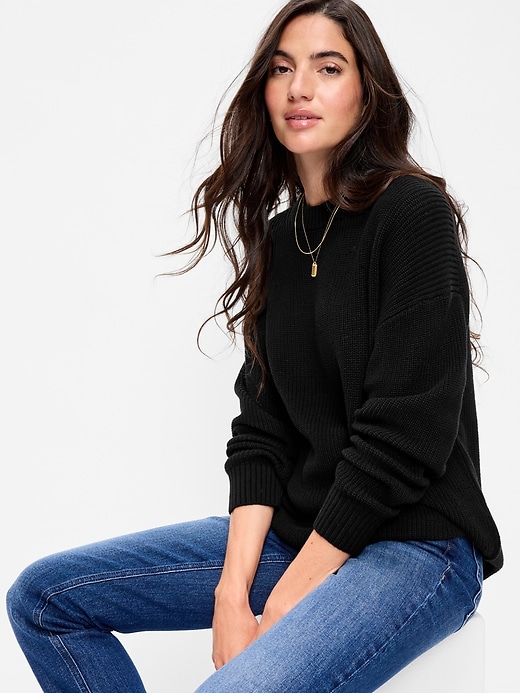 Image number 3 showing, Crew-Neck Shaker Stitch Tunic Sweater