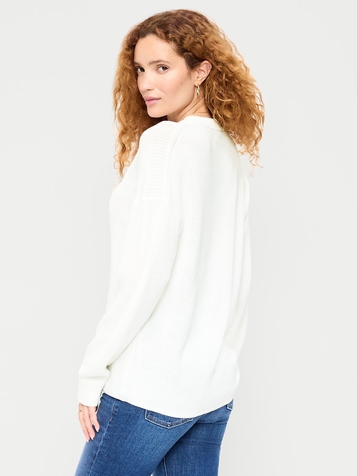 Image number 2 showing, Crew-Neck Shaker Stitch Tunic Sweater